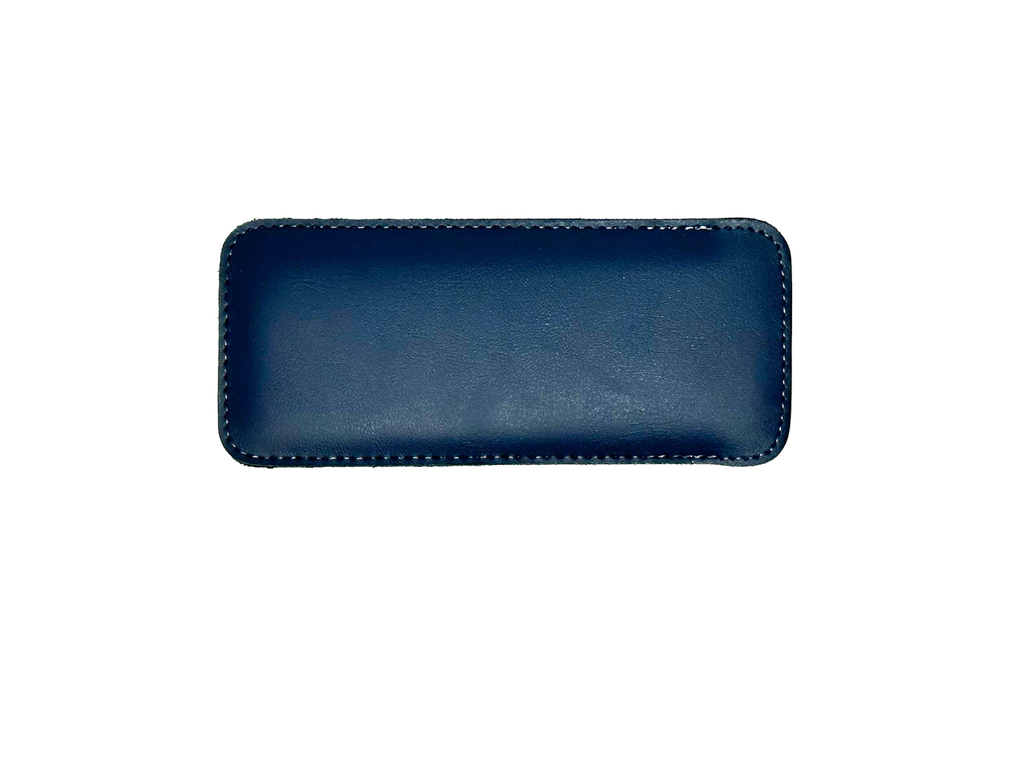 Thin, compact leather slip-in case in Navy.