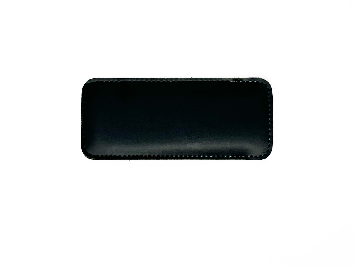 Thin, compact leather slip-in case in Black.