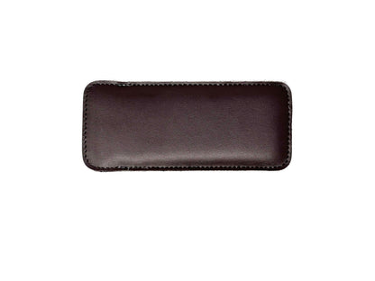 Thin, compact leather slip-in case in Brown.