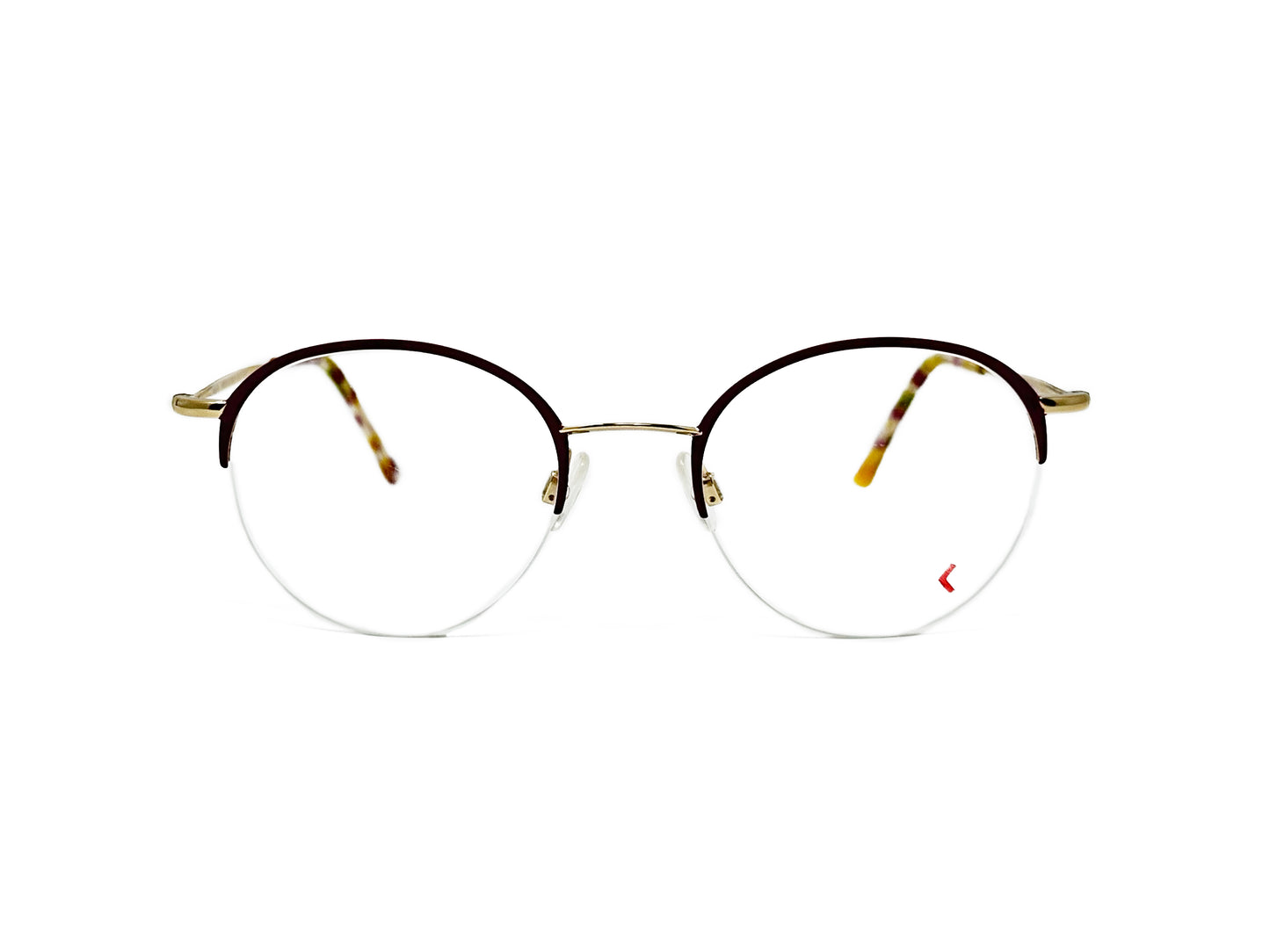 Look round, half-rim frame. Model: 10742. Color: M1 dark tortoise. Front view. 