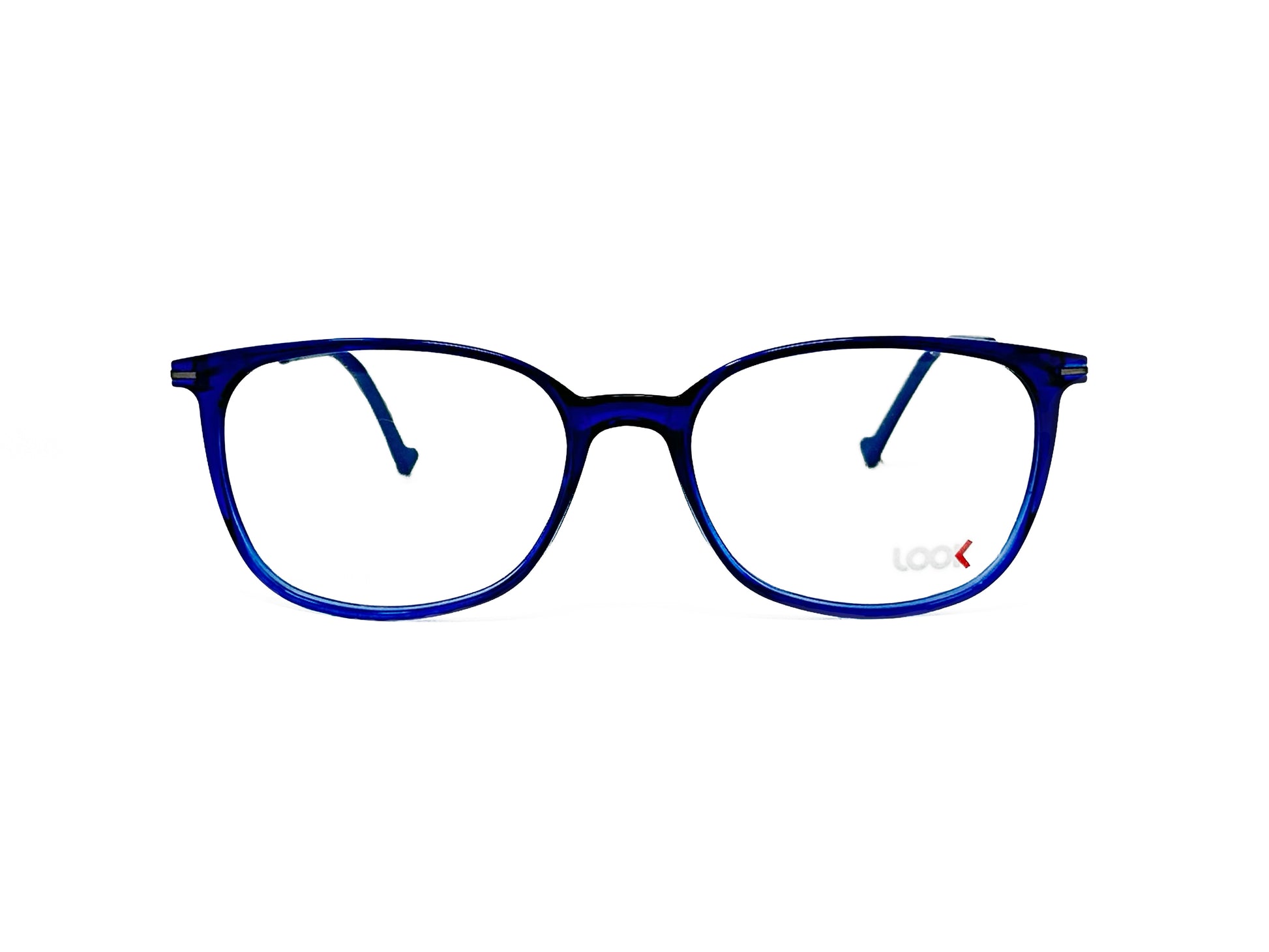 Look rectangular acetate optical frame with rounded edges. Model: 9437. Color: W4 - Royal blue gradient. Front view. 