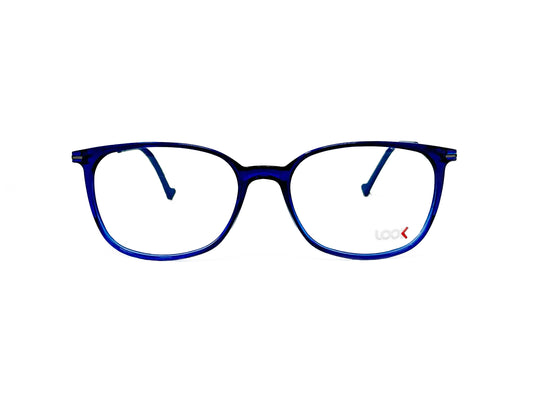 Look rectangular acetate optical frame with rounded edges. Model: 9437. Color: W4 - Royal blue gradient. Front view. 