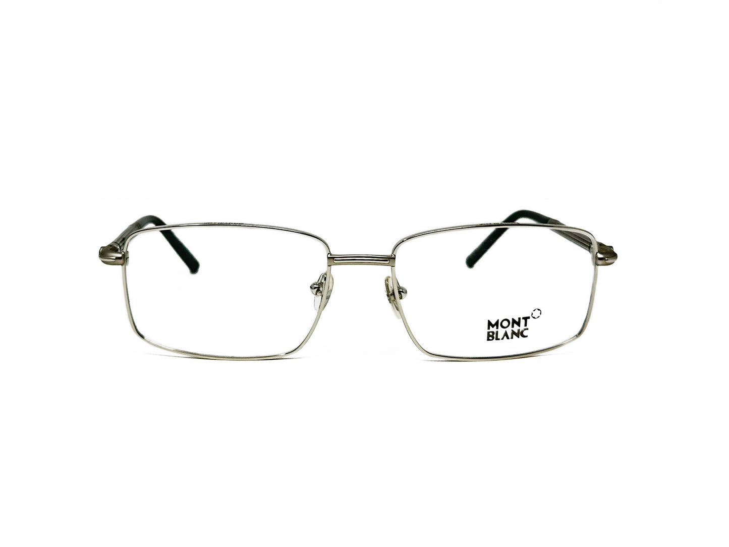 Mont Blanc rectangular metal optical frame. Model: MB531. Color: 016 silver. Front view. 