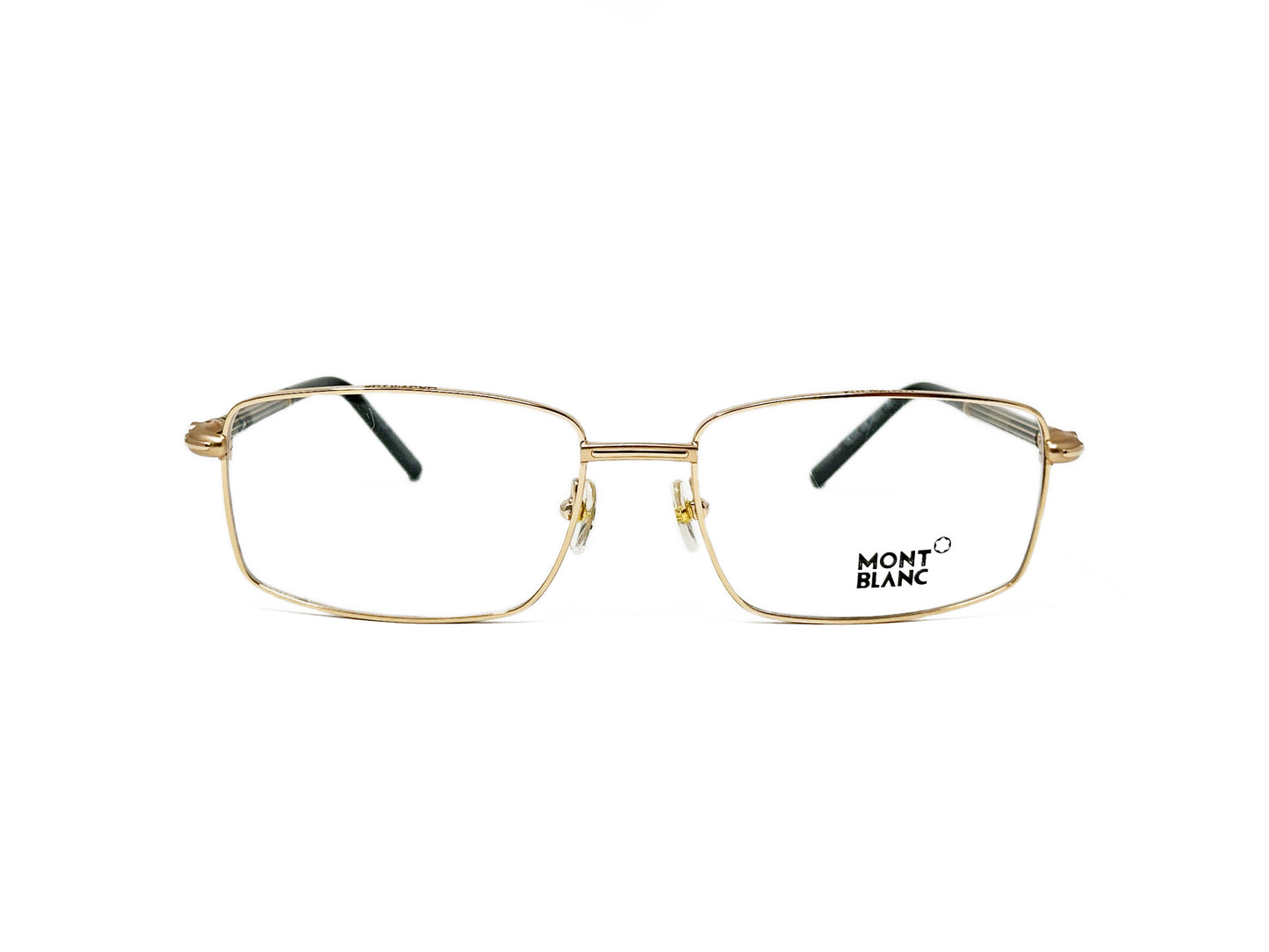 Mont Blanc rectangular metal optical frame. Model: MB531. Color: 028 gold. Front view.