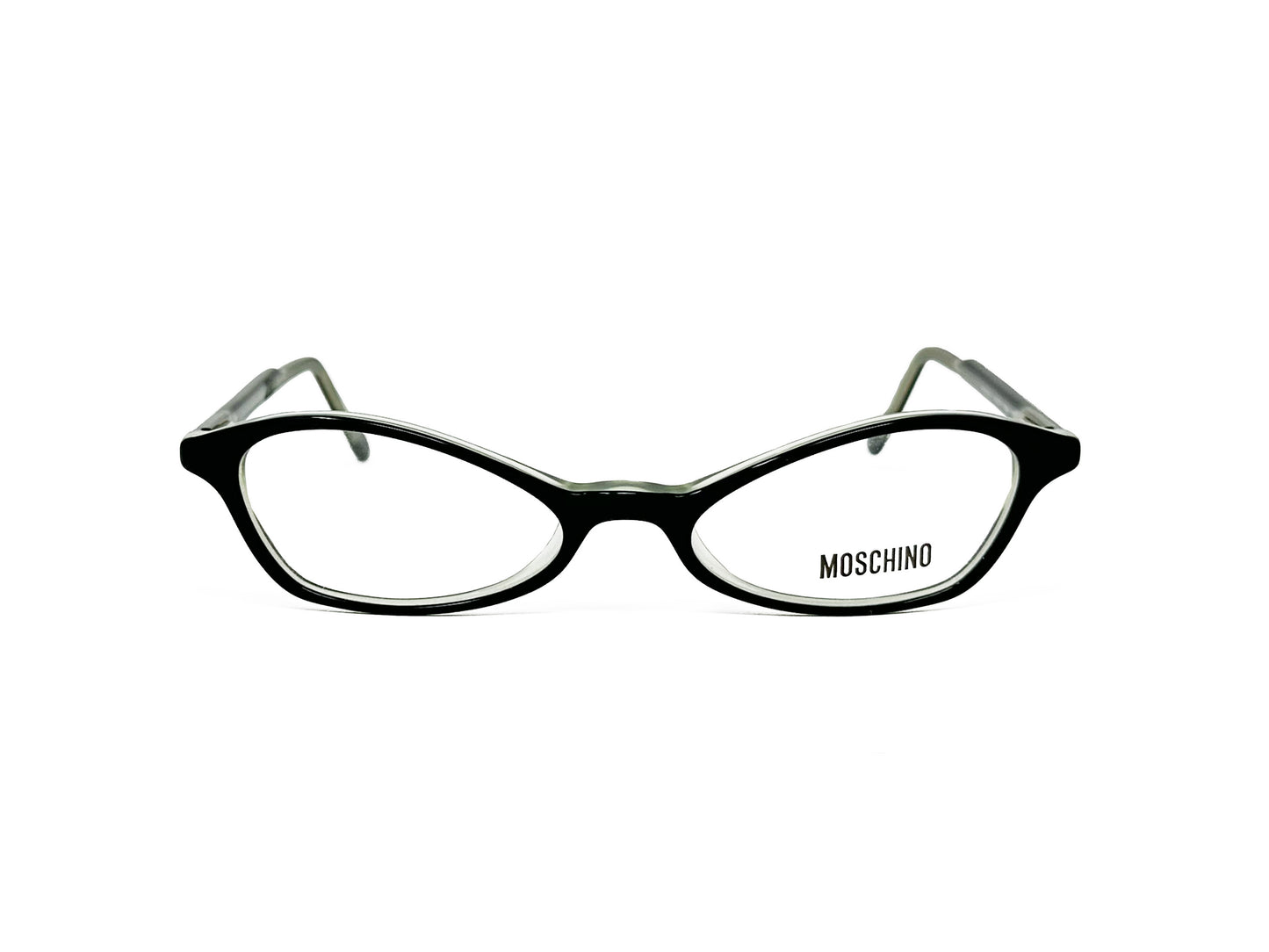 Moschino rectangular cat-eye with deep set bridge optical frame. Model: M3610. Color: 239 Black. Front view. 