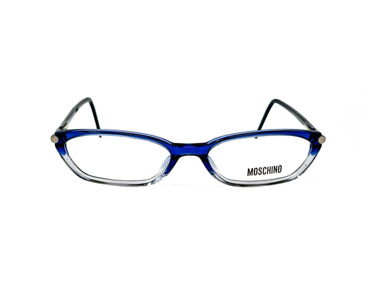 Moschino rectangular, cat-eye, acetate optical frame. Model: M3615. Color: 320 Blue to clear gradient. Front view. 