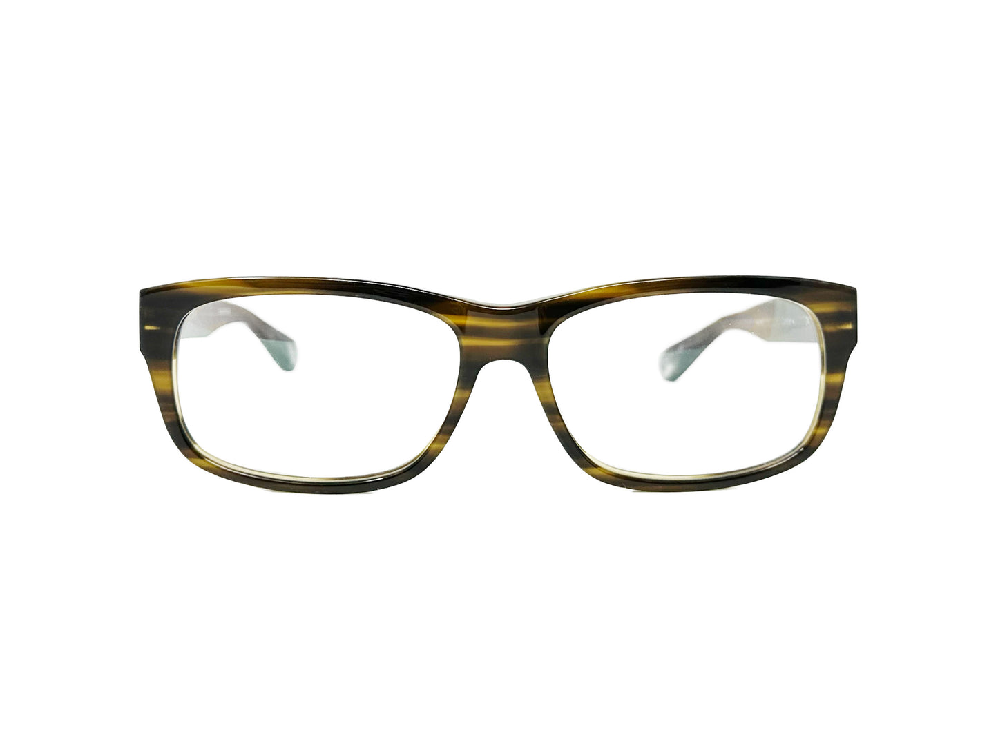 Move15 rectangular acetate optical frame. Model: Carsten. Color:04 brown stripes.  Front view.