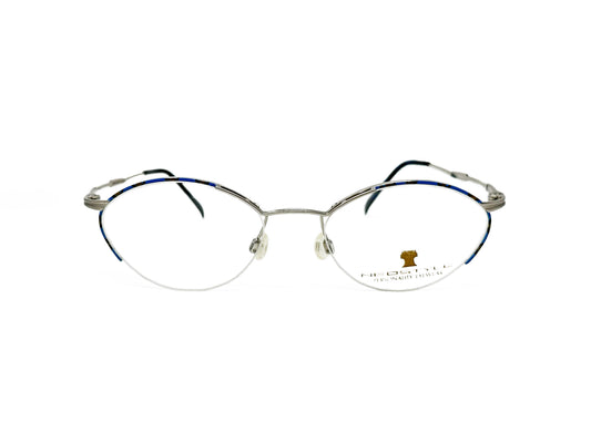 Neostyle angular- oval, half-rim, metal optical frame . Model: Office 523. Color: 467 Silver metal. Front view. 