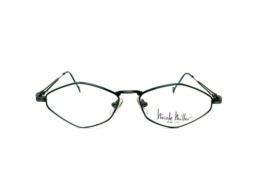 Nicole Miller hexagonal-oval, metal optical frame. Model: 1494. Color: 0003 - Gunmetal. Front view. 