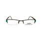 Oxibus half-rim optical frame with metal temples. Model: Mozeo 01. Color: 05R  - Turquoise. Front view. 