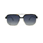 Police squared aviator style sunglass with bar across top. Model: SPLF11 Origins Hero 1. Color: 0301. Front view. 