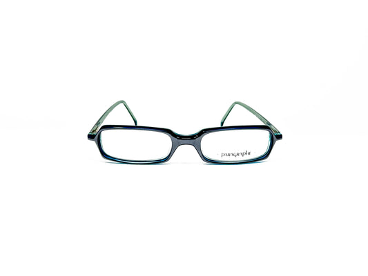 Paragraphe rectangular acetate optical frame. Model: 4264. Color: 3 - Blue. Front view. 