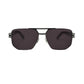 Philipp Plein squared aviator sunglass. Model: SP012 Contemporary. Color: 0584 gunmetal with tortoise temples. Front view. 