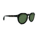 Philipp Plein round acetate sunglass with flat tops and keyhole nose bridge. Model: SPP002. Color: 0722 Tortoise with green lenses. Side view.