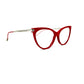 Philipp Plein cat-eye optical frame. Model: VPP037S Flawless. Color: 02GH Red with silver accents. Side view.
