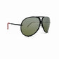 Porsche Design aviator style sunglass. Model: P8478. Color R - black with red temples. Side view.
