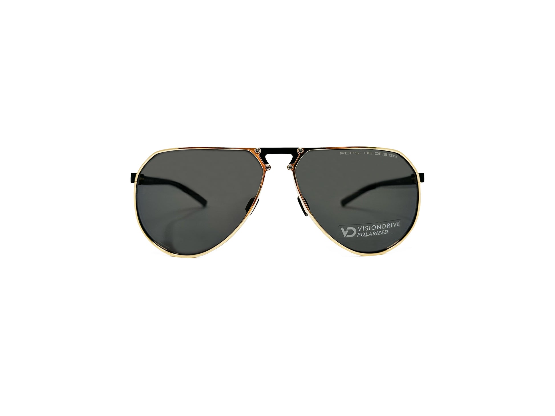 Porsche Design aviator style sunglass. Model:P8938. Color: C gold. Front view. 