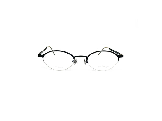 Pro:Design metal, half-rim optical frame. Model: P2102BS. Color: 11 Black. Front view. 