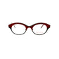 Roger metal, oval optical frame, with frame thicker on top than bottom. Model: Morris. Color: 2 - Burgundy & Black. Front view. 