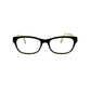 Schmnchel rectangular, uplifted, acetate optical frame. Model: 4537. Color: 1860M Black with cream swirl temples. Front view. 