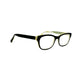 Schmnchel rectangular, uplifted, acetate optical frame. Model: 4537. Color: 1860M Black with cream swirl temples. Side view.