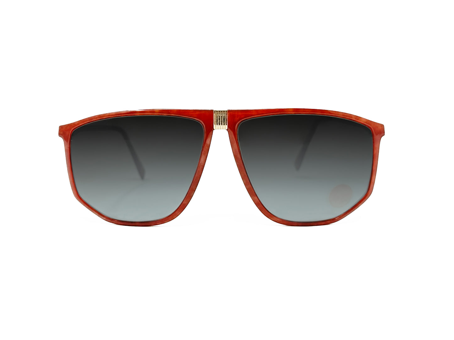 Silhouette oversized, angled aviator style sunglass. Model: 4022. Color: 1258 - Red with gold piece at top of bridge. Front view. 