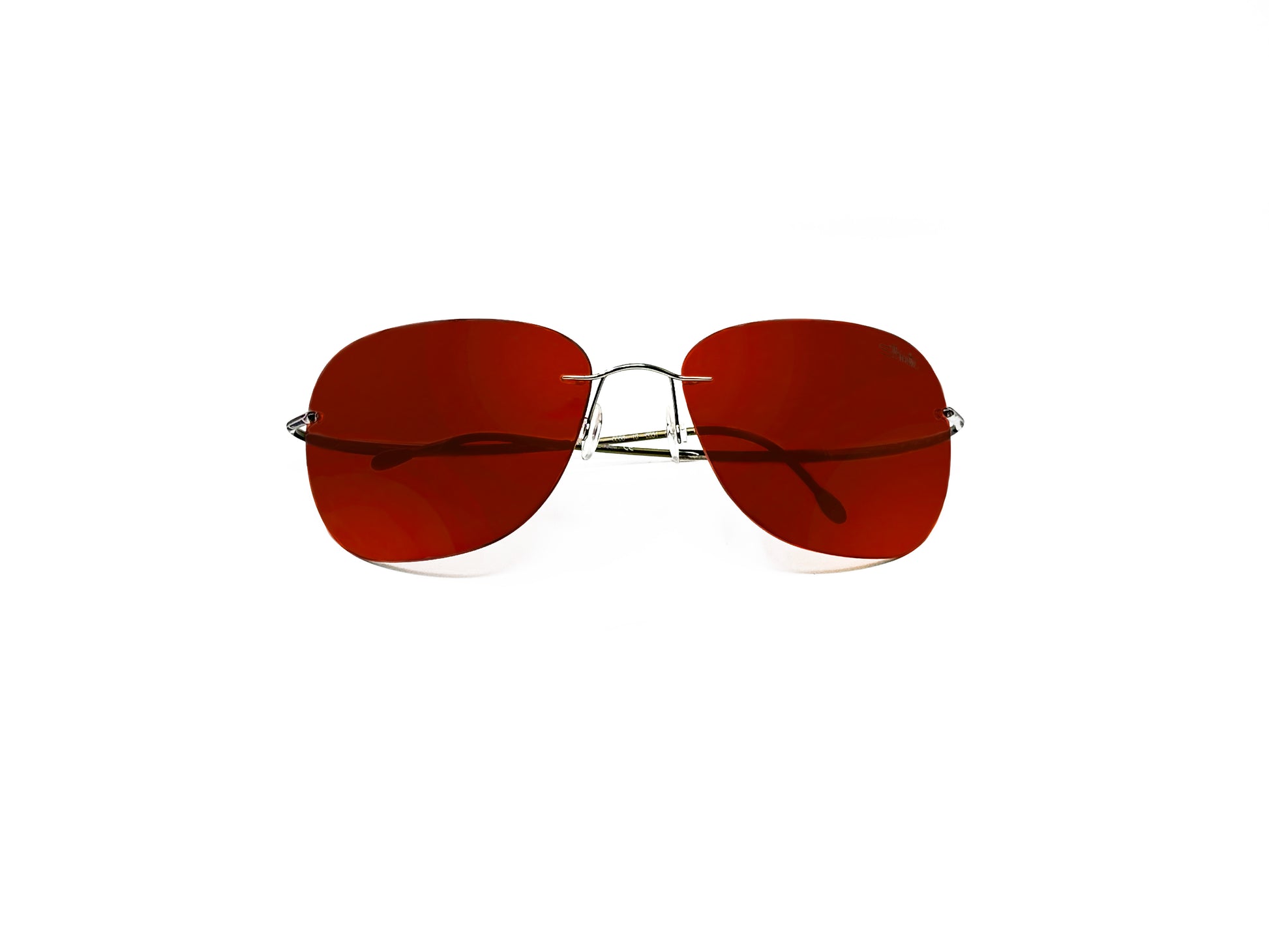 Silhouette rimless sunglass. Model: 6568. Color: 6051 - Silver with Rose lens. Front view. 