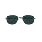 Silhouette rimless sunglass. Model: 7498. Color: 6057- Silver metal with grey lens. Front view. 