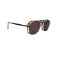 Sisley rounded-square flip-up sunglass with bar across top. Model: SL4. Color: 009 - Bronze. Side view. Shades flipped down.