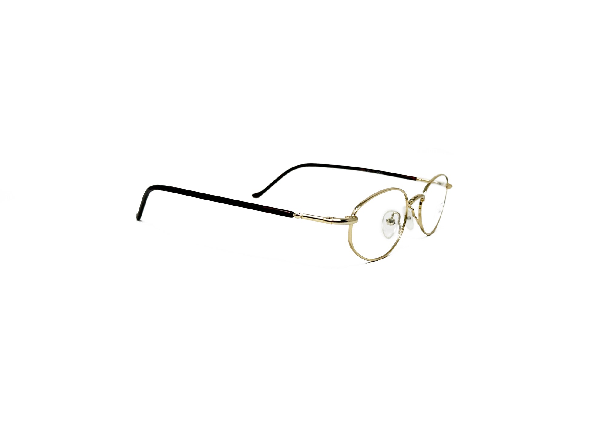 Spektek Eyewear angled oval optical frame. Model: 0530. GOL. Side view.