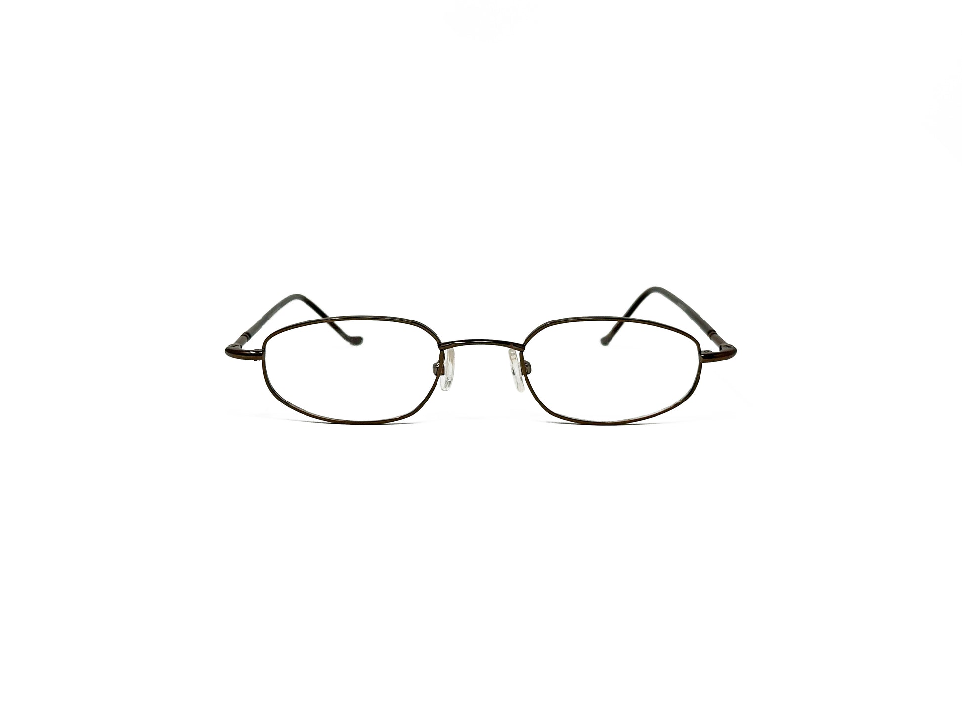 Spektek Eyewear angled oval optical frame. Model: 0537. Color: Brown. Front view. 
