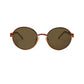 Ted Lapidus round, metal sunglass. Model: TL37. Color: E011-Bronze. Front view.  