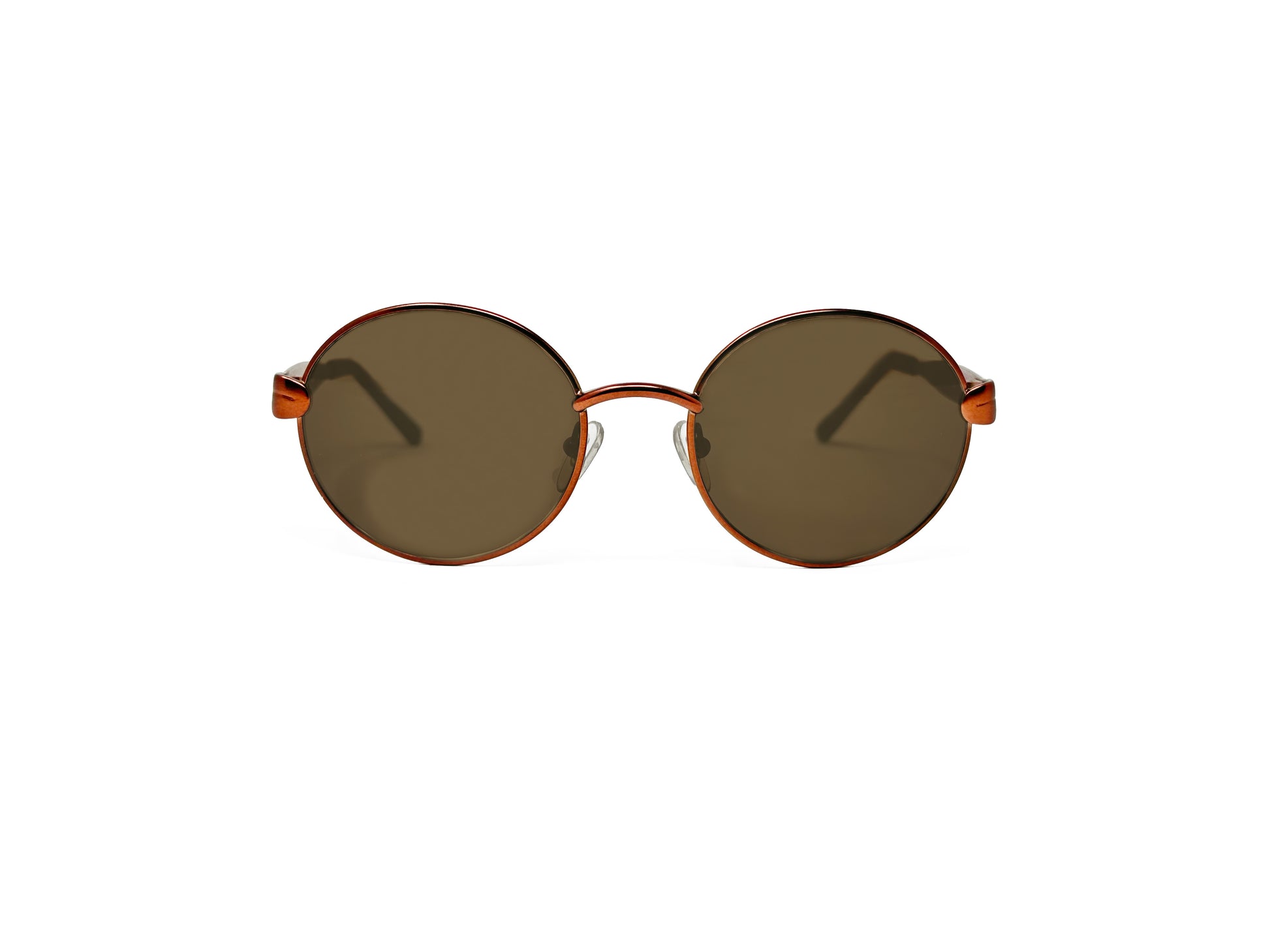 Ted Lapidus round, metal sunglass. Model: TL37. Color: E011-Bronze. Front view.  