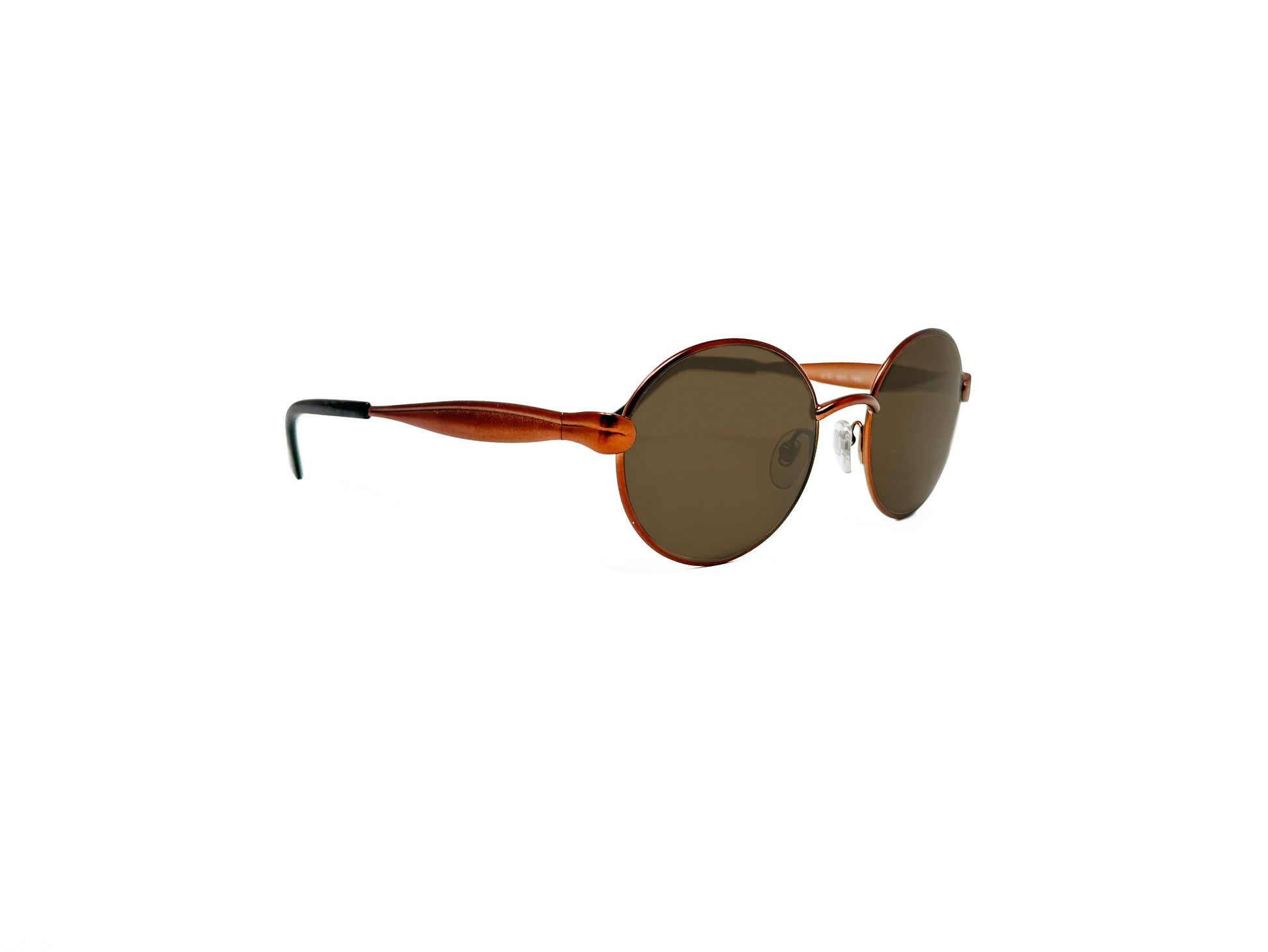 Ted Lapidus round, metal sunglass. Model: TL37. Color: E011-Bronze. Side view.