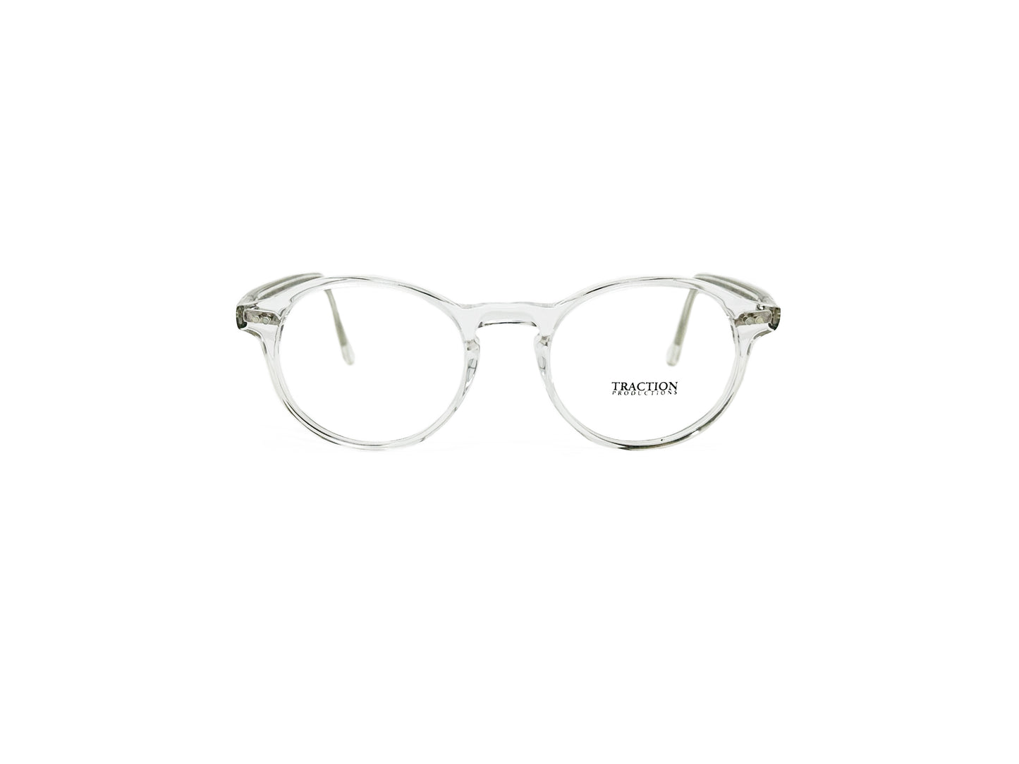 Traction round acetate optical frame. Model: Ando. Color: Cristal - Transparent. Front view. 