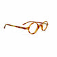 Traction Productions round acetate optical frame. Model: Corbusier. Color: 8 - Light yellow-brown tortoise. Side view.