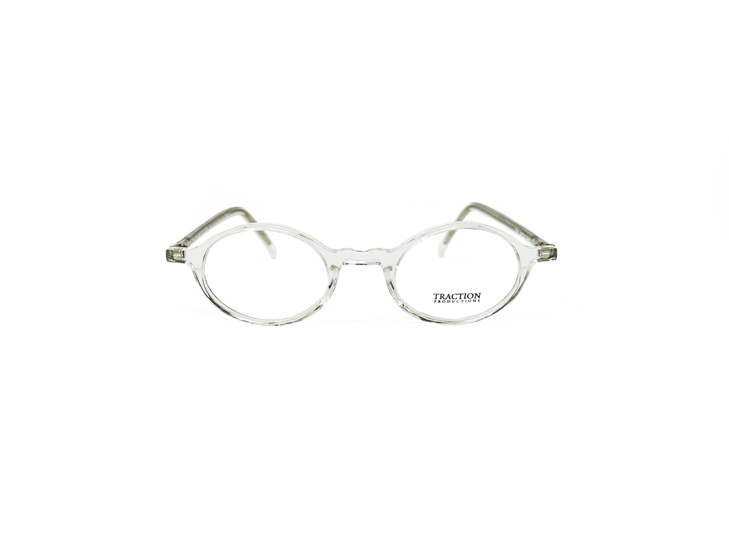 Traction oval acetate optical frame. Model: Tutsi. Color: Cristal - Transparent. Front view. 