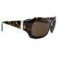 Viktlos large, wrap, acetate sunglasses. Model: 2101. Color: 4 - Tortoise with silver bar on temple. Side view.