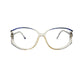 Wilshire Designs acetate butterfly optical frame. Model: WD869. Color: BLV - Transparent with blue accent on top of frame. Front view. 