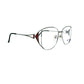 Windsor Optical metal butterfly optical frame. Curved top and bottom with straighter sides and wire cut-outModel: Tetra. Color: GR- Silver. Side view.