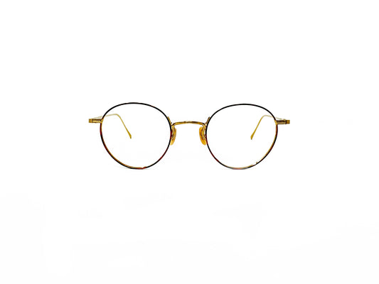 Kala Eyewear round metal optical frame. Model: Edison. Color: GLDT gold. Front view. 