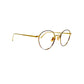 Kala Eyewear round metal optical frame. Model: Edison. Color: GLDT gold. Side view.