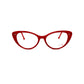 Look cat-eye acetate optical frame. Model: 4512. Color: C2 red. Front view. 