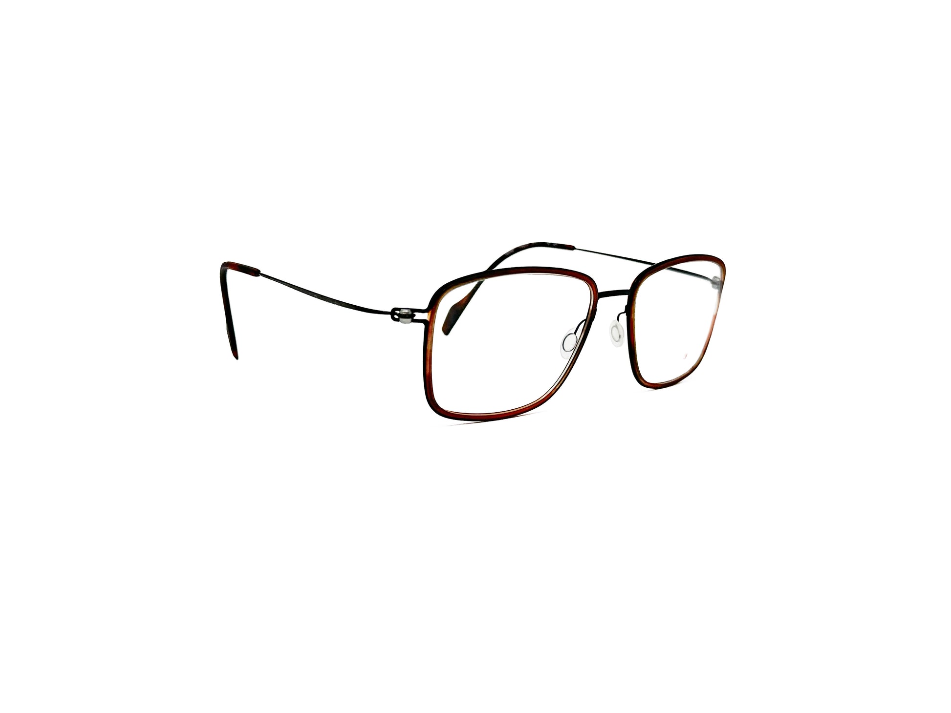 Look square optical frame. Model: 70623. Color: M3 tortoise. Side view.