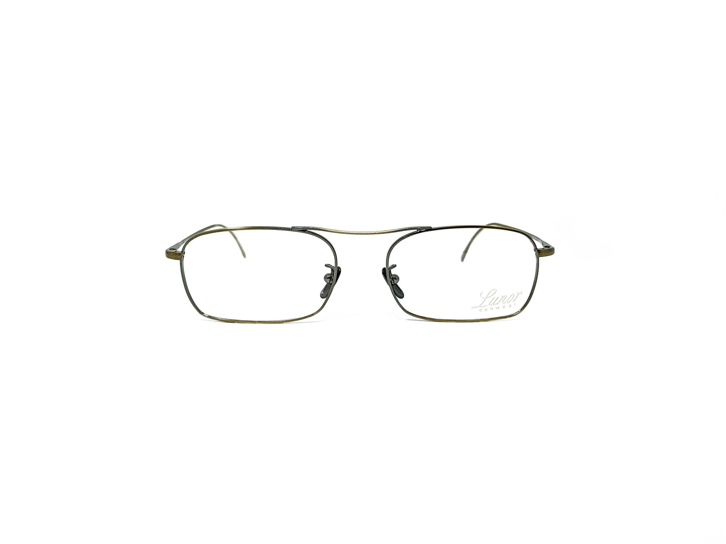 Lunor rectangular, wire optical frame. Model: Legend. Color: AG. Front view. 
