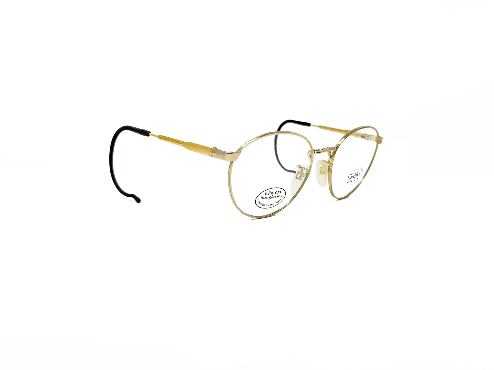 Luxottica metal round optical frame. Model: Kuxx. Color: GEP. Side view.