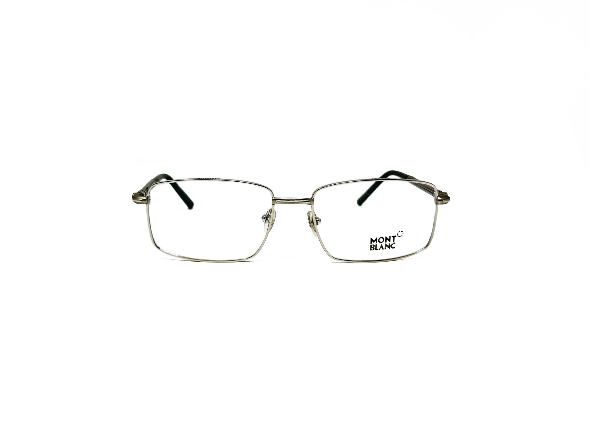 Mont Blanc rectangular metal optical frame. Model: MB531. Color: 016 silver. Front view. 