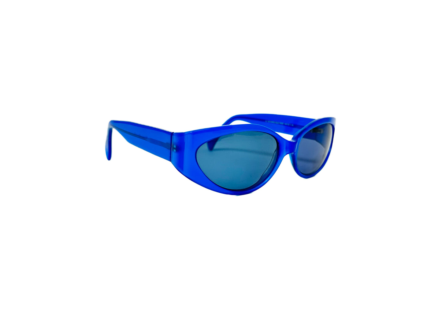 Nicole Miller acetate sunglass. Model: 1326 Angels. Color: Blue Frost 1464. Side view.