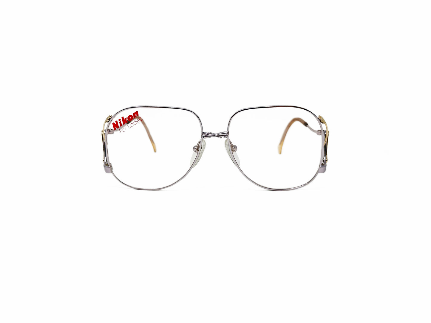 Nikon metal wire optical frame. Model: NK4602. Color: 0039 silver. Front view. 